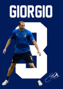 Giorgio Chiellini Signed Poster Print – Italy National Team Defender Tribute Wall Art with Signature & Jersey Number 3 – Legendary Captain Memorabilia for Football Fans & Collectors