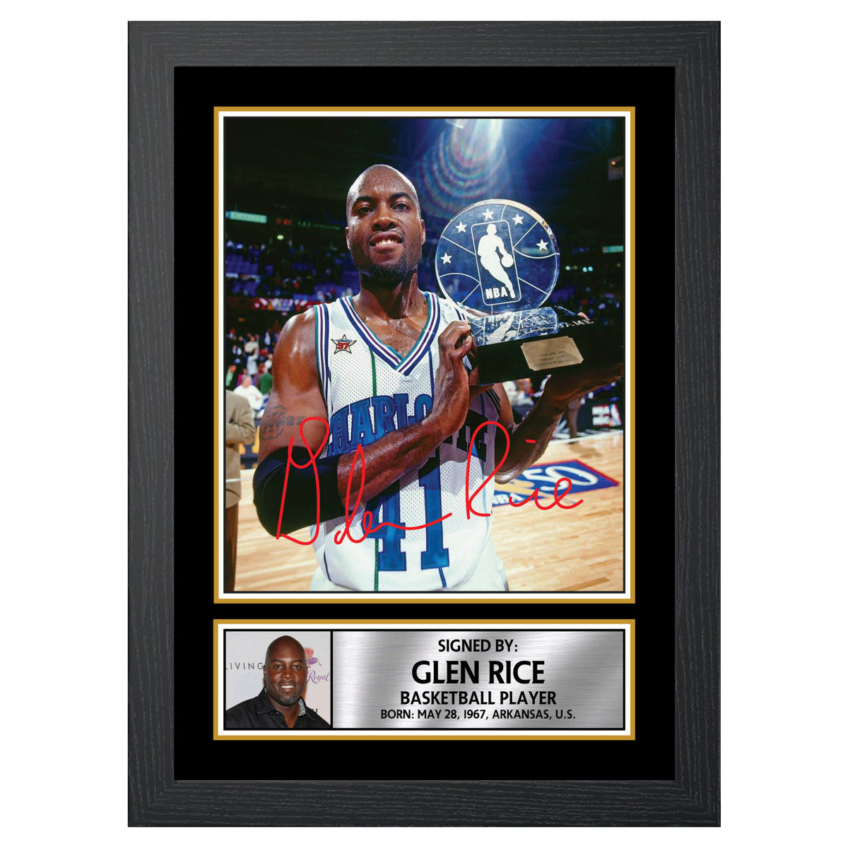 Glen Rice 2 Basketball Player Printed Signature Poster Print Gift