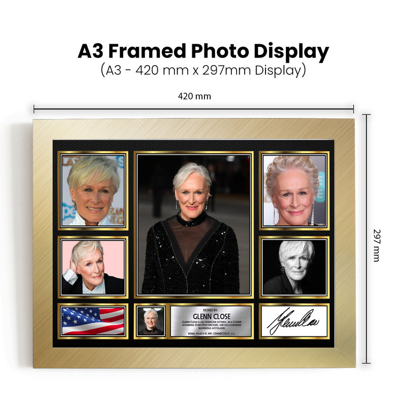 Glenn Close Actors Framed Autographed Print - Limited Edition Autograph Fan Gift – Collectible Memorabilia Merchandise