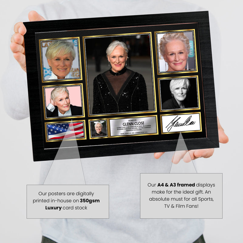 Glenn Close Actors Framed Autographed Print - Limited Edition Autograph Fan Gift – Collectible Memorabilia Merchandise