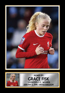 Grace Fisk Poster Print – Liverpool FC Women’s Defender Tribute Wall Art with Signature & Personal Bio – England Football Memorabilia for Fans & Collectors