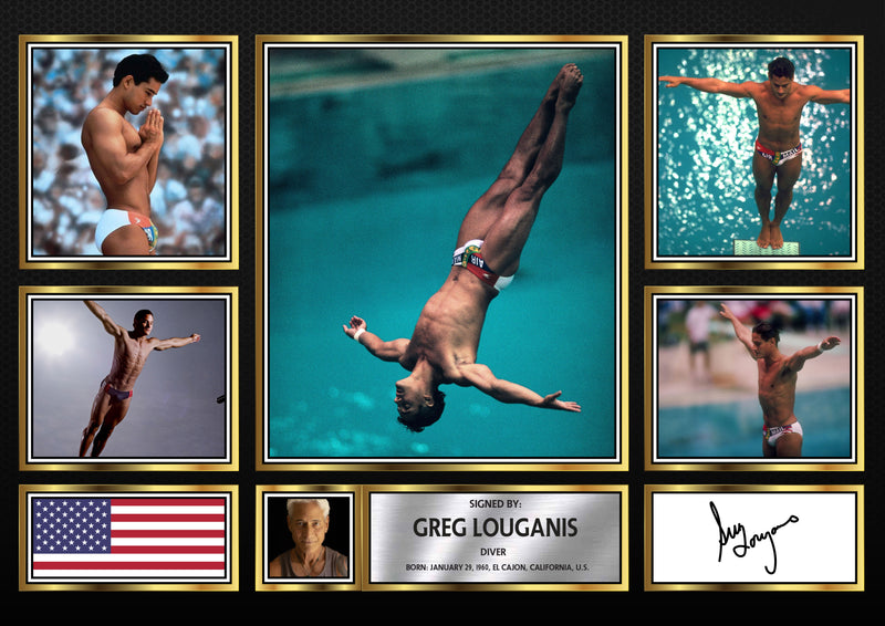 Greg Louganis Olympians Framed Autographed Print - Limited Edition Autograph Fan Gift – Collectible Memorabilia Merchandise