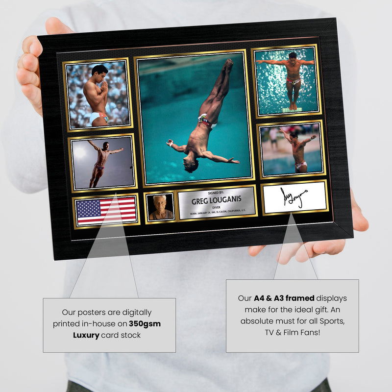 Greg Louganis Olympians Framed Autographed Print - Limited Edition Autograph Fan Gift – Collectible Memorabilia Merchandise