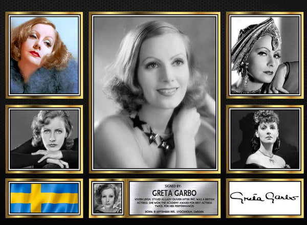 Greta Garbo Actors Framed Printed Signature Print – Fan Gift – Wall Art – Reproduction Print