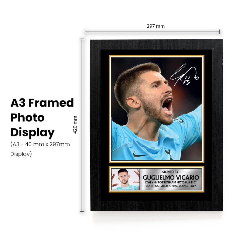 Guglielmo Vicario Signed Autographed Portrait Poster Print – Italy & Tottenham Hotspur F.C. Goalkeeper – Authentic Football Memorabilia