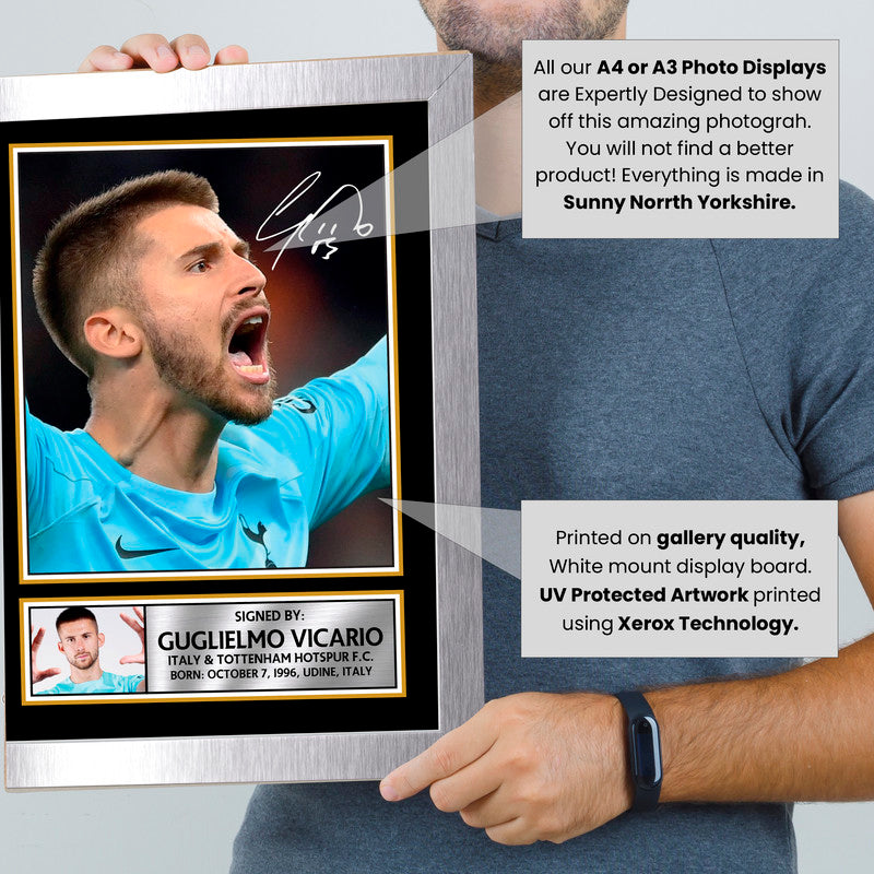 Guglielmo Vicario Signed Autographed Portrait Poster Print – Italy & Tottenham Hotspur F.C. Goalkeeper – Authentic Football Memorabilia