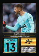 Guglielmo Vicario Printed Signed Poster – Tottenham Hotspur FC & Italy Goalkeeper Tribute Wall Art with Jersey & Bio Plaque – Premier League Football Memorabilia for Fans & Collectors