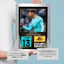 Guglielmo Vicario Printed Signed Poster – Tottenham Hotspur FC & Italy Goalkeeper Tribute Wall Art with Jersey & Bio Plaque – Premier League Football Memorabilia for Fans & Collectors