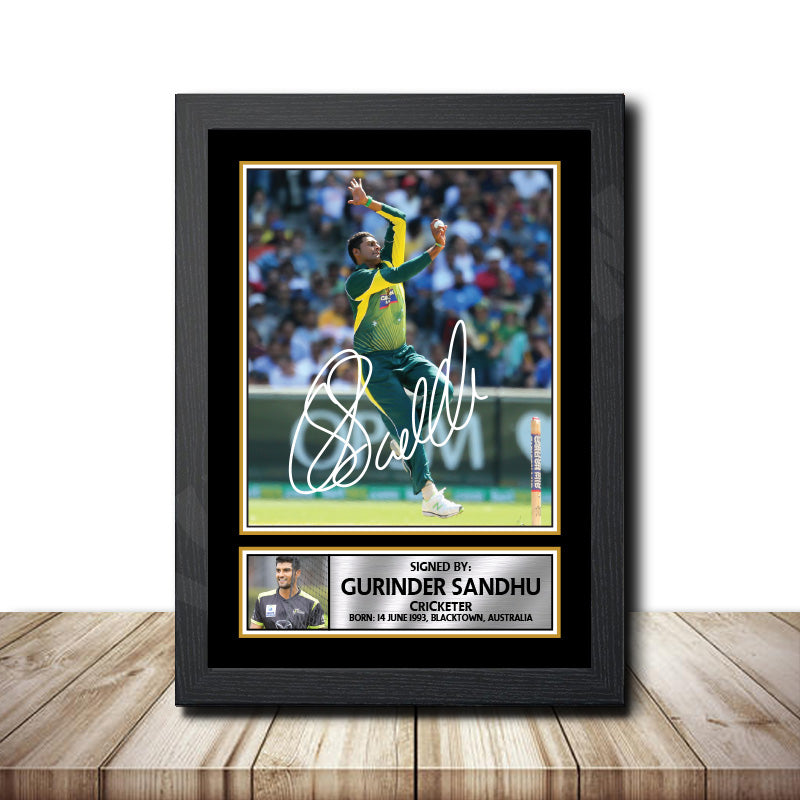 Gurinder Sandhu M1592 Cricketer Printed Signature Poster Print Gift