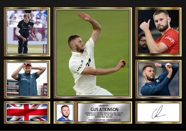Gus Atkinson – Printed Signature Cricket Star Print – Reproduction Print