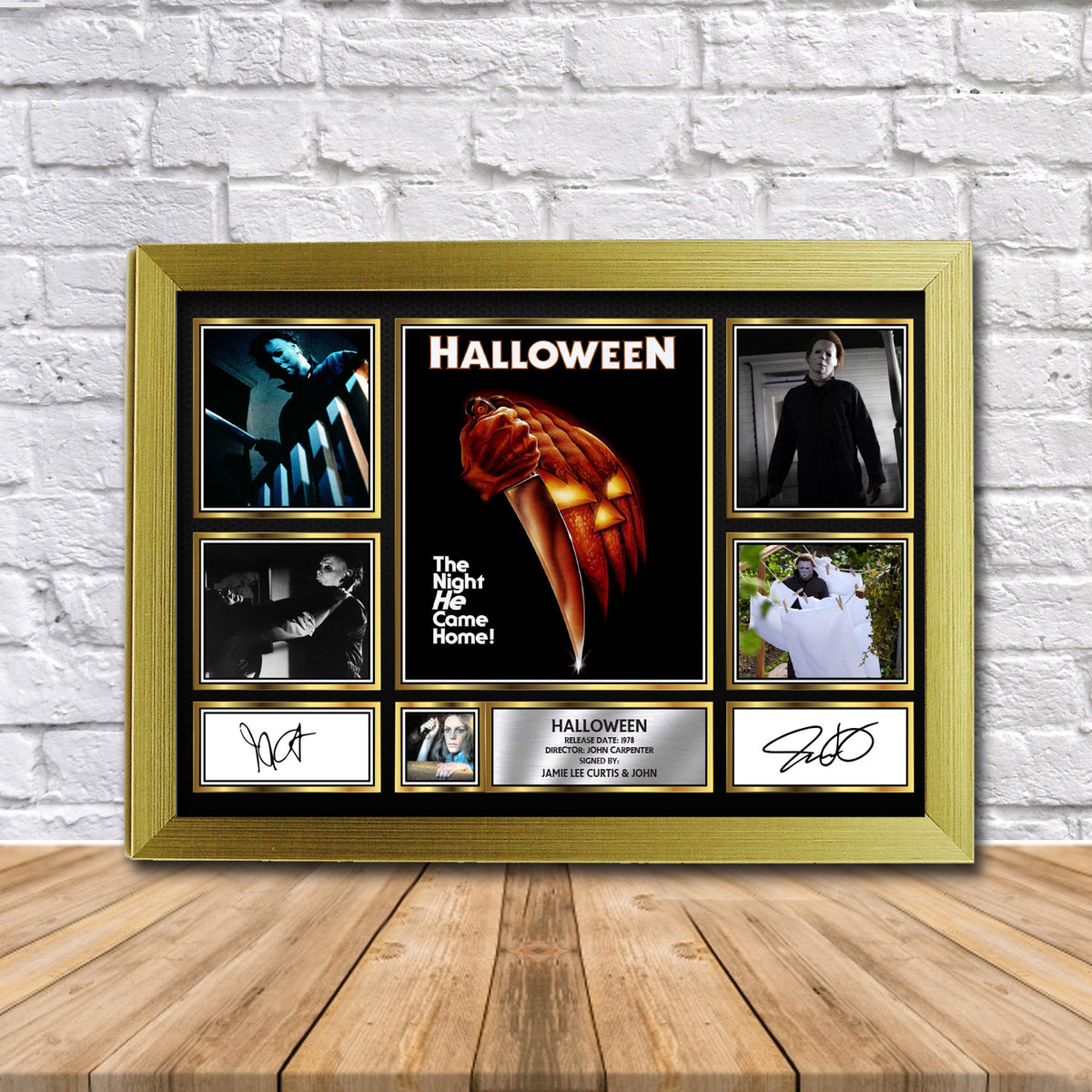 Halloween Movie Gift Framed Printed Signature Star Poster Print Wall Art Gift