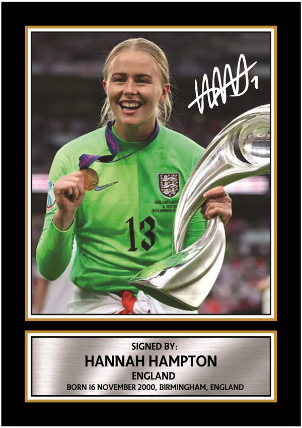 Hannah Hampton Printed Signature Poster Print – England Lionesses Goalkeeper Trophy Celebration Wall Art