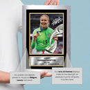 Hannah Hampton Printed Signed Poster Print – England Lionesses Goalkeeper Trophy Celebration Wall Art – Autograph Style Football Memorabilia Collectible