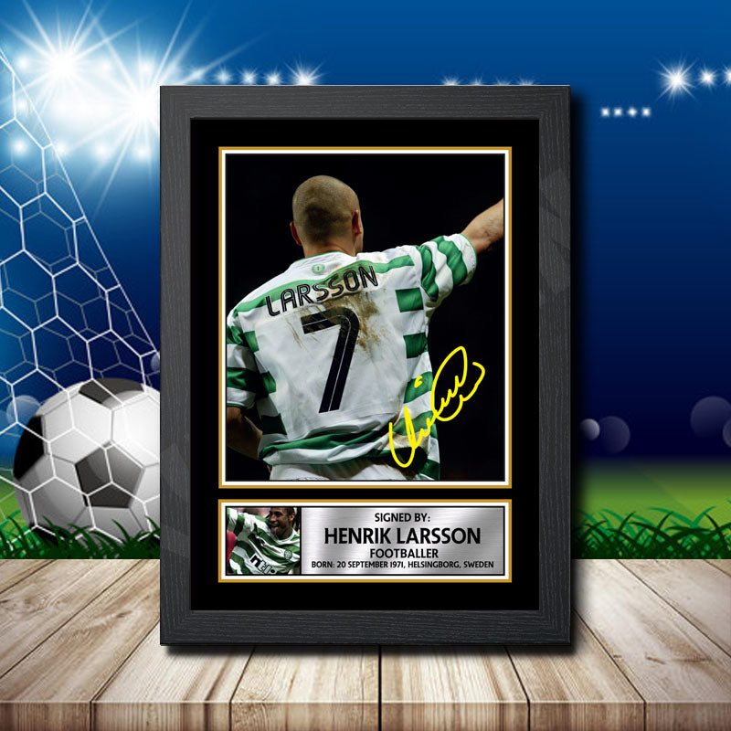 Henrik Larsson 2 Printed Signature Footballers Star Poster Print Framed Wall Art Gift – Henrik Larsson 2 Printed Signature Footballers Star Poster Print
