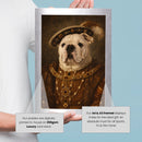 Henry VIII Bulldog Portrait Poster – Tudor King Dog Wall Art – Funny Royal Bulldog Painting – Historic Pet Portrait Decor