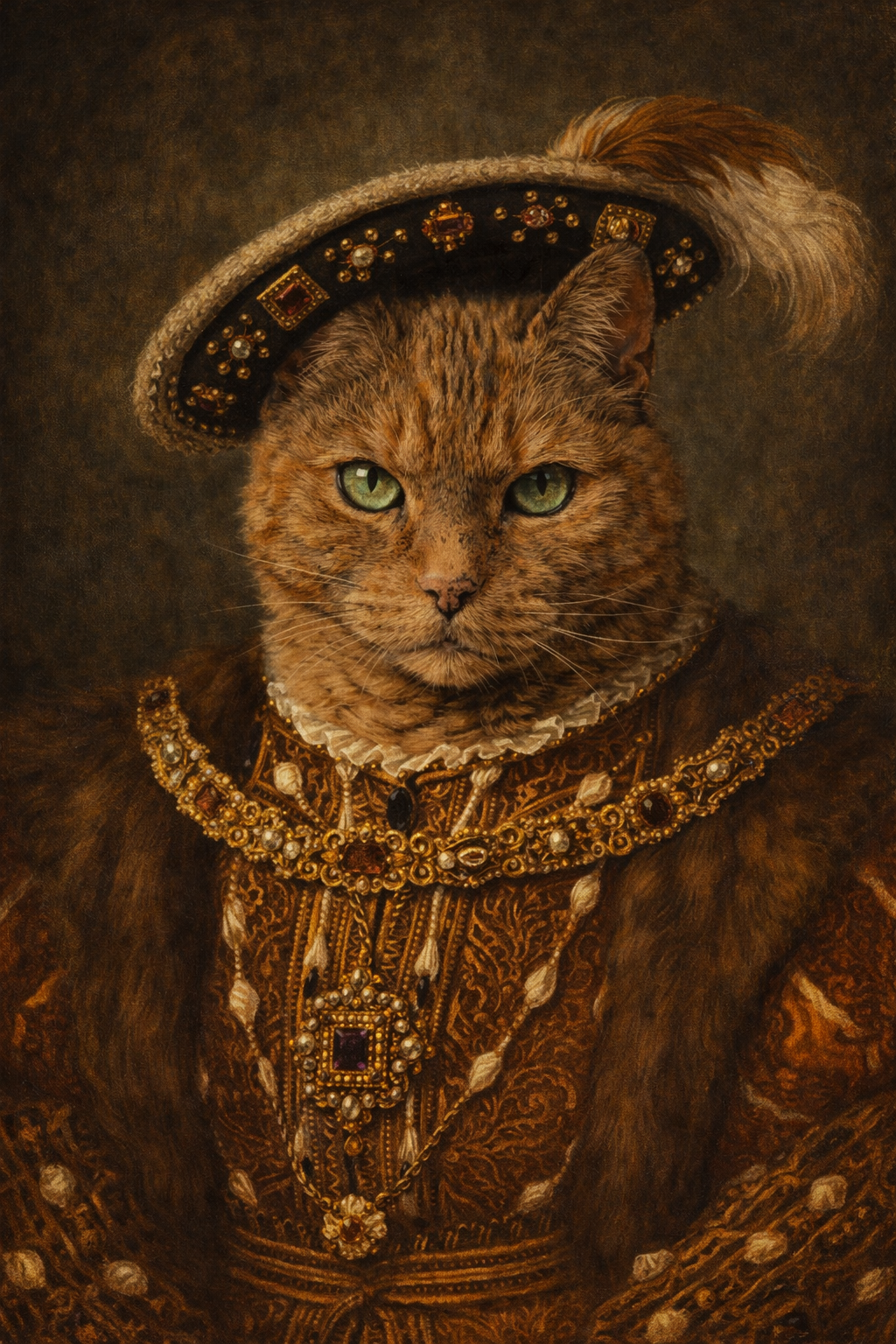 Henry VIII Cat Portrait Poster – Tudor King Cat Wall Art – Funny Royal Cat Painting – Historic Pet Portrait Decor – Henry VIII Cat Portrait Poster