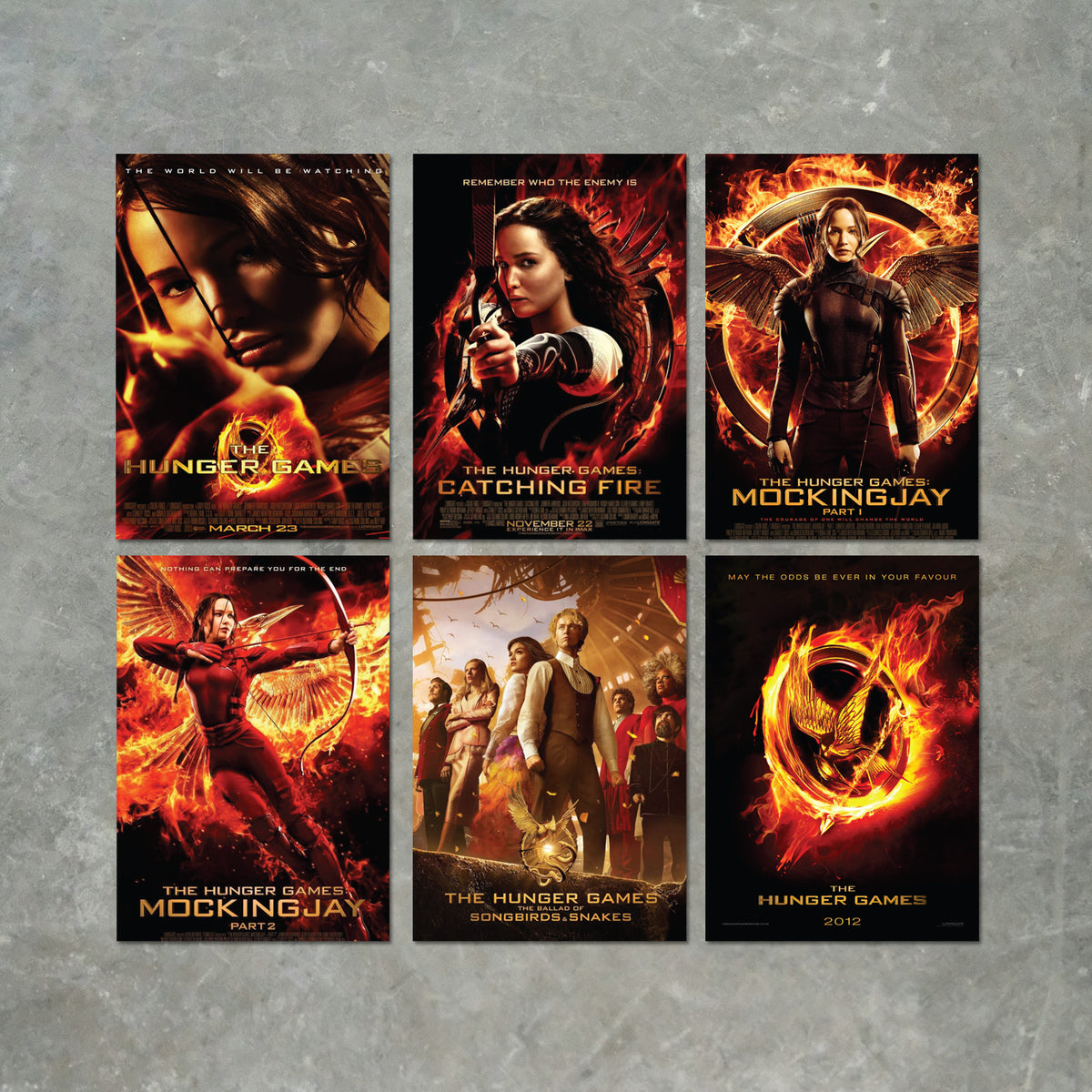 Hunger Games Movies and Film Poster Print Packs - 6 POSTERS A6, A5