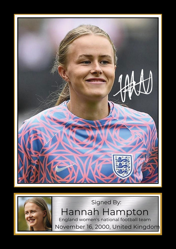 Hannah Hampton Printed Signature Poster Print – England Women’s National Team Goalkeeper Wall Art – Tribute Wall Art for Lionesses Fans & Collectors