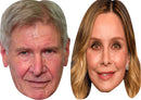 Harrison Ford and Calista Flockhart Celebrity Couple Face Mask Fancy Dress - High-Quality Cardboard Masks for Any Occasion