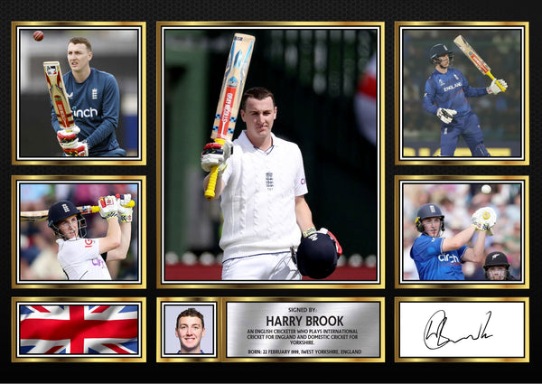 Harry Brook – Printed Signature Cricket Star Print – Reproduction Print