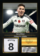 Harry Wilson Printed Signed Poster – Fulham FC & Wales Midfielder Tribute Wall Art with Jersey & Bio Plaque – Premier League Football Memorabilia for Fans & Collectors