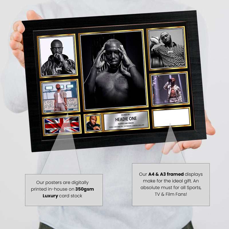 Rappers Headie One Framed Autographed Print - Limited Edition Autograph Fan Gift – Collectible Memorabilia Merchandise