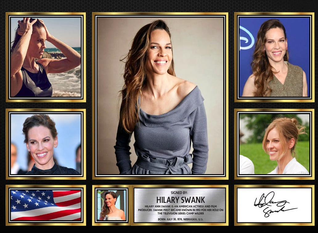 Hilary Swank Actors Framed Printed Signature Print – Fan Gift – Wall Art – Hilary Swank Actors Framed Printed Signature Print – A4 Poster