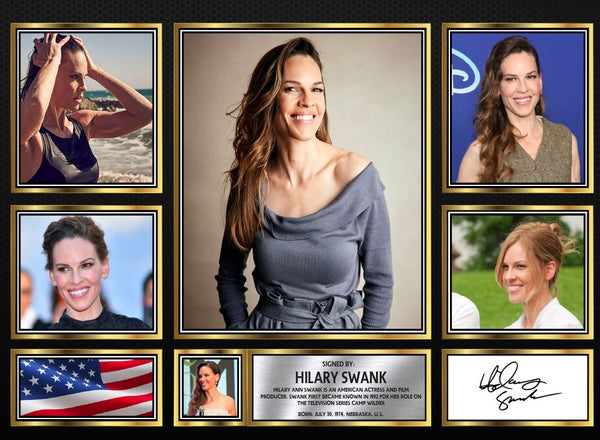 Hilary Swank Actors Framed Printed Signature Print – Fan Gift – Wall Art – Reproduction Print