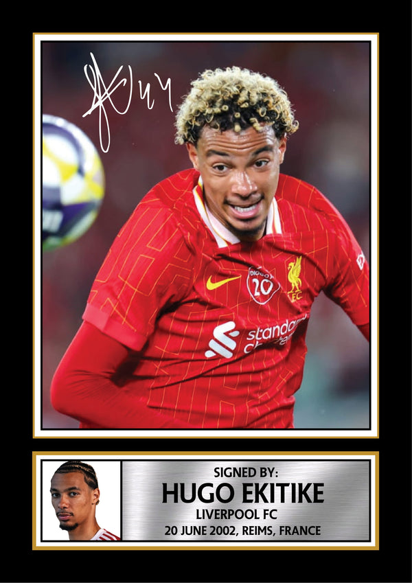 Hugo Ekitike Printed Signature Poster Print – Liverpool FC Football Wall Art – Wall Art Tribute for Fans & Collectors – Reproduction Print