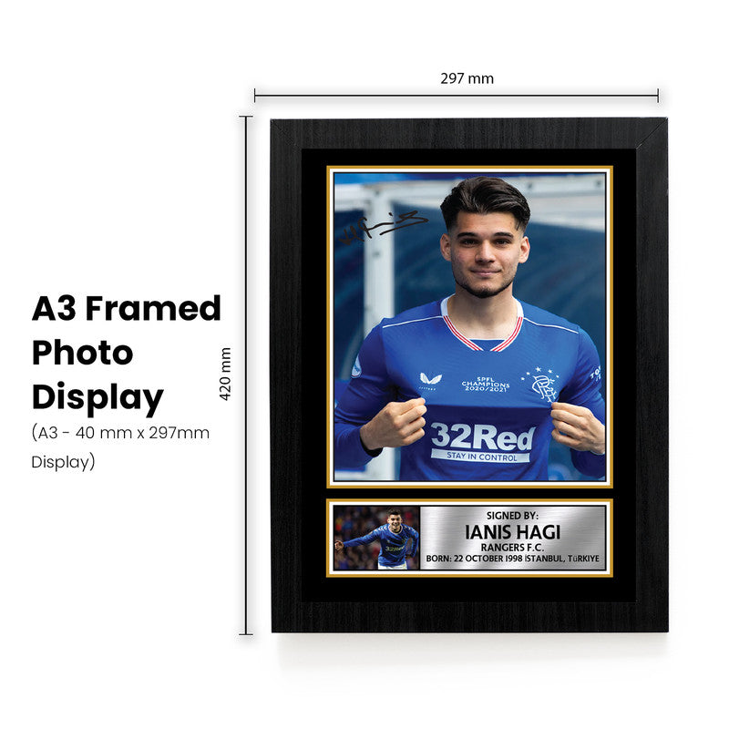 Ianis Hagi Rangers FC Signed Autographed Portrait Poster Print – Football Memorabilia Wall Art – Gift for Rangers Fans & Collectors