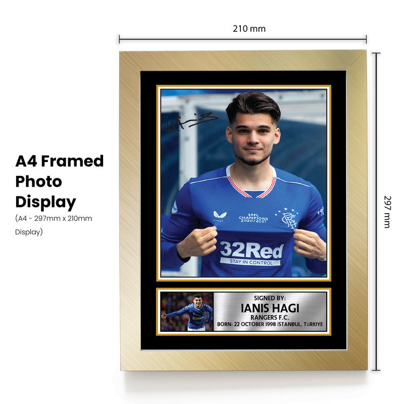 Ianis Hagi Rangers FC Signed Autographed Portrait Poster Print – Football Memorabilia Wall Art – Gift for Rangers Fans & Collectors
