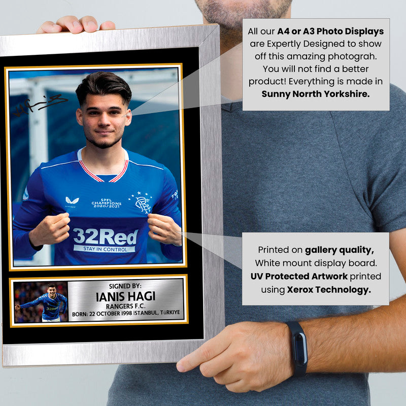 Ianis Hagi Rangers FC Signed Autographed Portrait Poster Print – Football Memorabilia Wall Art – Gift for Rangers Fans & Collectors
