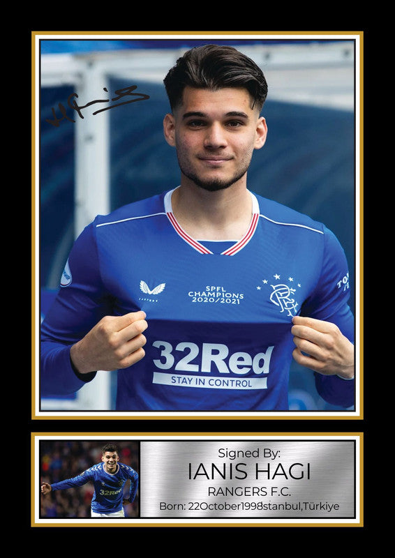 Ianis Hagi Rangers FC Printed Signature Portrait Poster Print – Football Wall Art Wall Art – Gift for Rangers Fans & Collectors