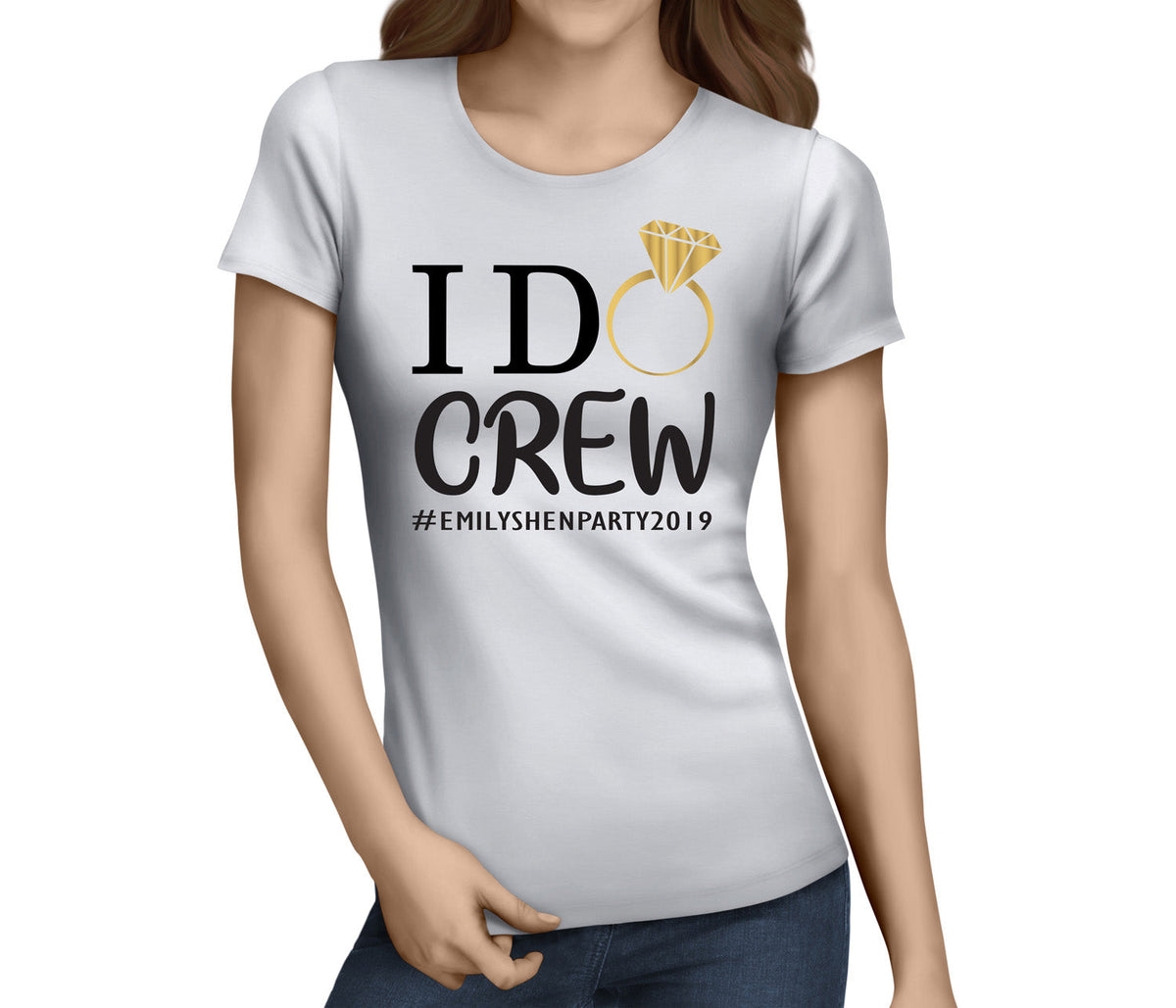 Personalised I Do Crew Hen Party T-Shirt – I do crew hen party t-shirt printed in full colour on a white tee