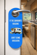 Funny Caravan Door Hanger Sign “If the Caravan’s Rocking Don’t Come Knocking” – Camper RV Door Handle Sign – Novelty Camping Sign for Caravan, Motorhome & Trailer, Pack of 4