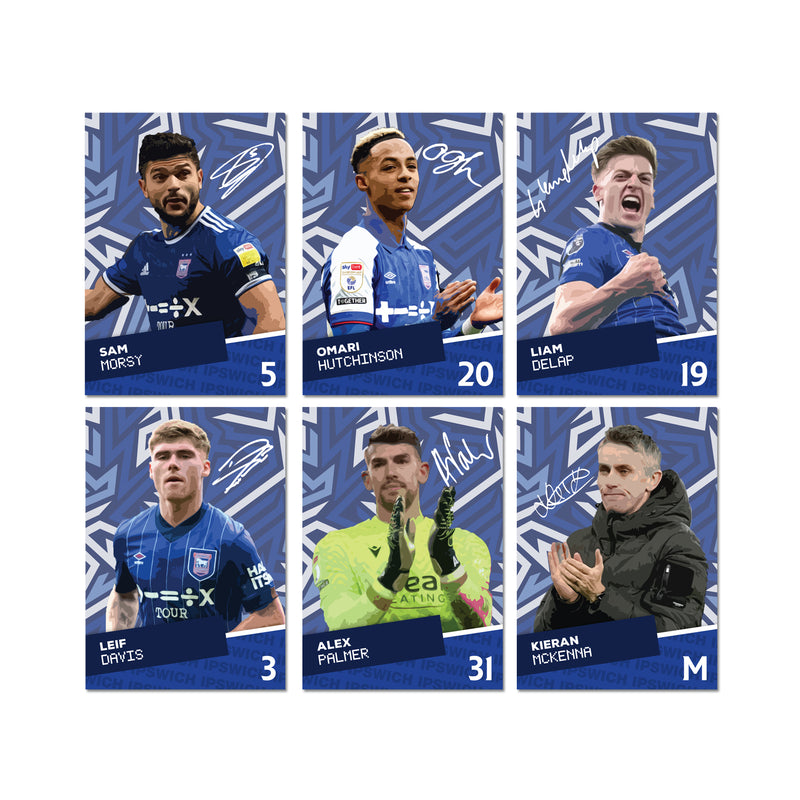 Ipswich Players SIGNED A6 Poster Pack - 6 Autographed Poster Print Cards (Morsy, Hutchinson, Delap, Davis, Palmer, Mckenna)