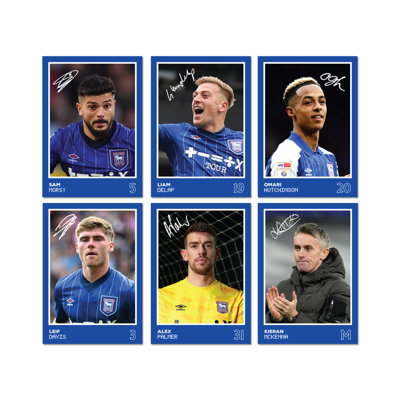 Ipswich Players SIGNED A6 Poster Pack 2 - 6 Autographed Poster Print Cards (Morsy, Hutchinson, Delap, Davis, Palmer, Mckenna)