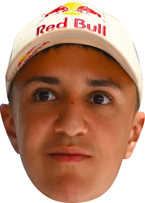 Isack Hadjar Cap Facemask – F1 Motorsport Celebrity Card Face Mask – Celebrity Mask for Stag Do, Hen Night, Fancy Dress & Costume Parties