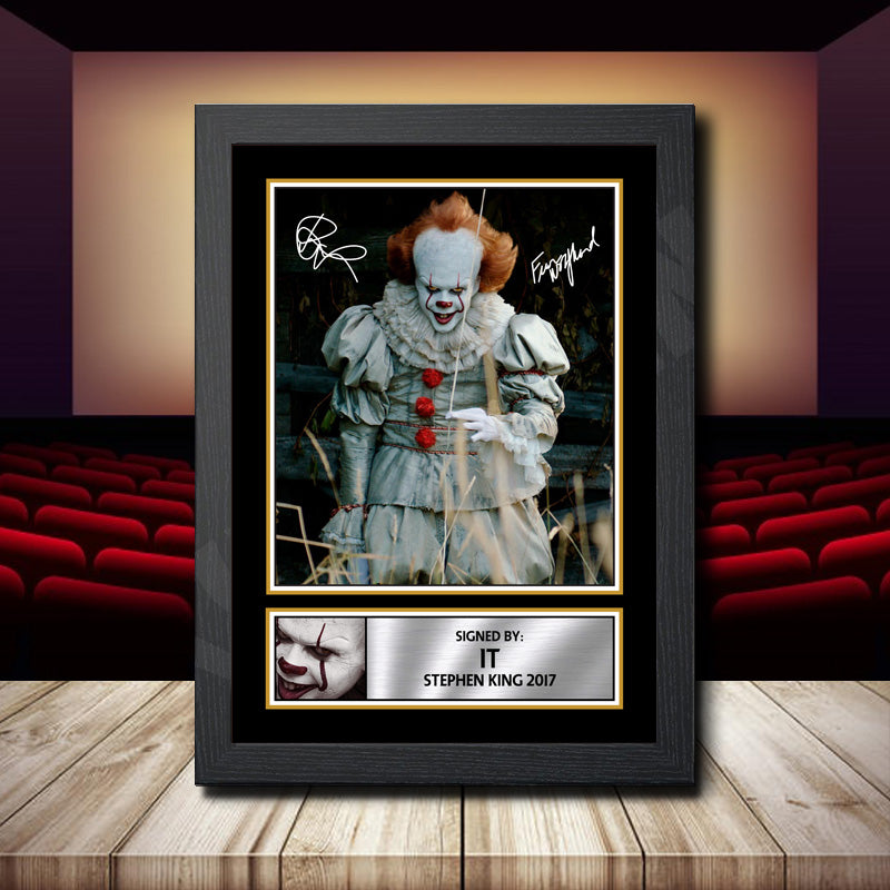It Stephen King 2017 Printed Signature Movie Star Poster Print Framed Wall Art Gift – It Stephen King 2017 Printed Signature Movie Star Poster Print