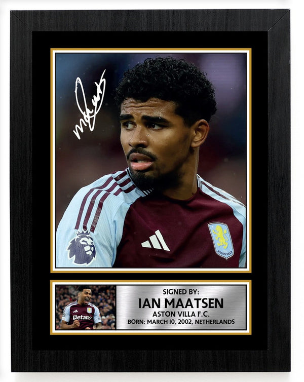 Ian Maatsen Aston Villa F.C. Poster Print – Printed Signature Style Football Wall Art – Framed or Unframed – Gift for Fans