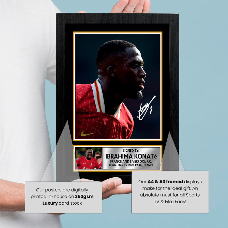 Ibrahima Konaté Liverpool FC & France Signed Autographed Portrait Poster Print – Football Memorabilia Wall Art for Fans & Collectors