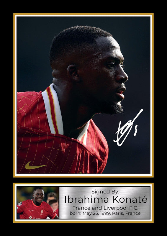 Ibrahima Konaté Liverpool FC & France Printed Signature Portrait Poster Print