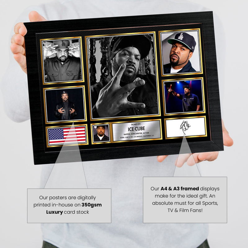 Rappers Ice Cube Framed Autographed Print - Limited Edition Autograph Fan Gift – Collectible Memorabilia Merchandise