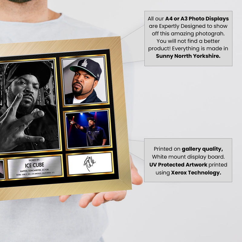 Rappers Ice Cube Framed Autographed Print - Limited Edition Autograph Fan Gift – Collectible Memorabilia Merchandise