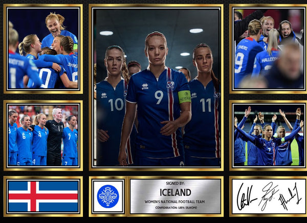 Iceland Ladies Football Teams Framed Printed Signature Print – Fan Gift – Wall Art