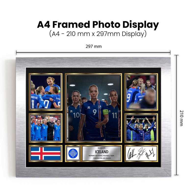 Iceland Ladies Football Teams Framed Autographed Print - Limited Edition Autograph Fan Gift – Collectible Memorabilia Merchandise