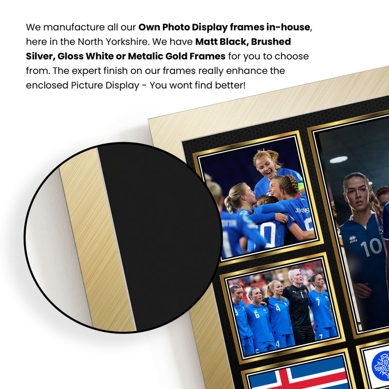 Iceland Ladies Football Teams Framed Autographed Print - Limited Edition Autograph Fan Gift – Collectible Memorabilia Merchandise