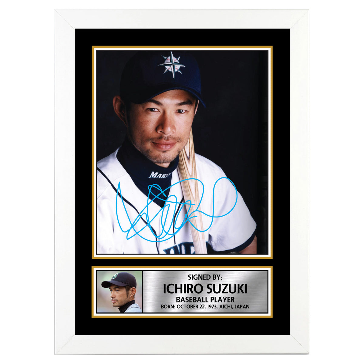 Ichiro Suzuki Baseball Player Printed Signature Poster Print Gift