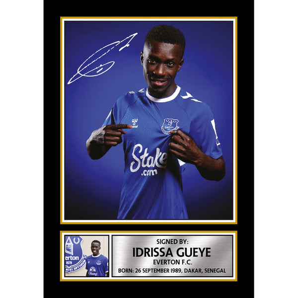 Idrissa Gueye Printed Signature Poster Print – Everton FC Tribute Wall Art with Panel – Senegal Midfielder Wall Art for Fans & Collectors