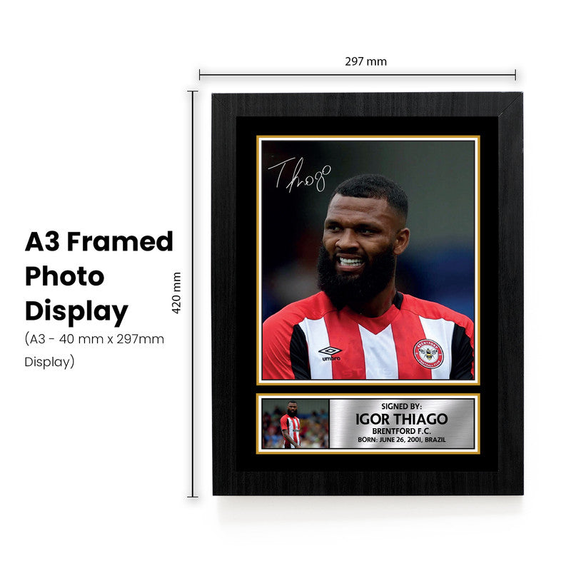 Igor Thiago Autographed Poster Print – Brentford F.C. Football Star Wall Art   – Framed or Unframed – Gift for Fans
